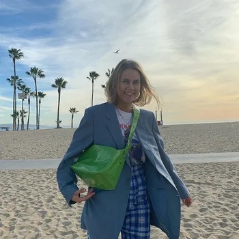 

Fashion Bags Shoulder Women Pu Leather Bag Cool Nylon Bags Female Handbag Girl Bolsas Bright Green Handbag