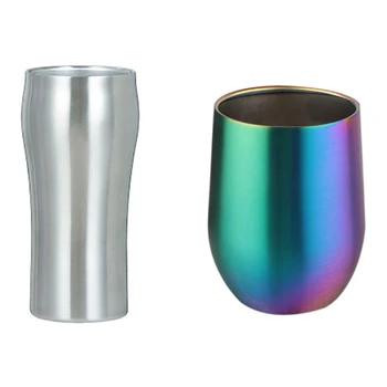 

1 Pcs Double Wall Vacuum Insulated Beer Mug Coffee Drinkware & 1 Pcs 450Ml Double Mug Red Wine Cup Vacuum Eggshell Cup