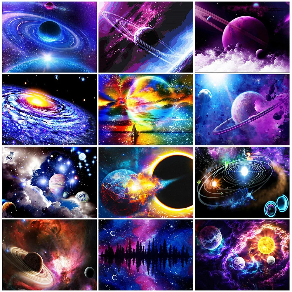 HUACAN 5D DIY Diamond Painting Space Full Square Embroidery Universe Landscape Home Decoration Art | Дом и сад