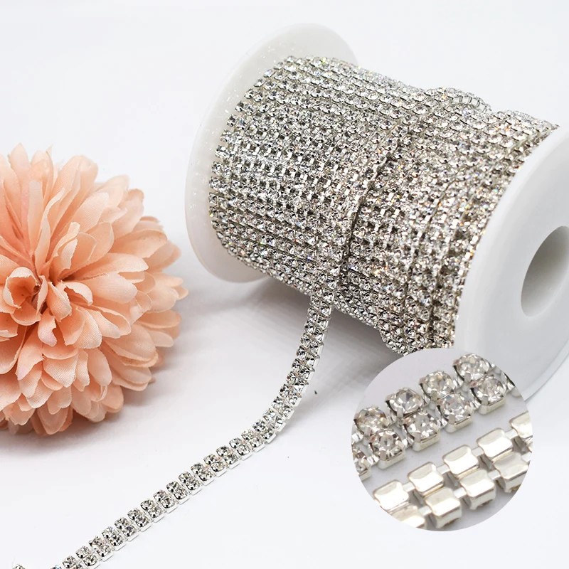 3mm CRYSTAL Silver Plated Crystal Cup Chain