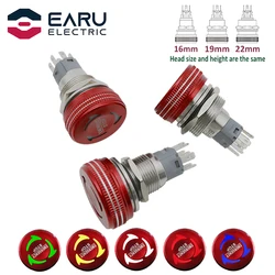 16/19/22MM Mushroom Metal Emergency Stop Button Switch With LED Light Rotary Power Switch 5V 12V 24V 220V