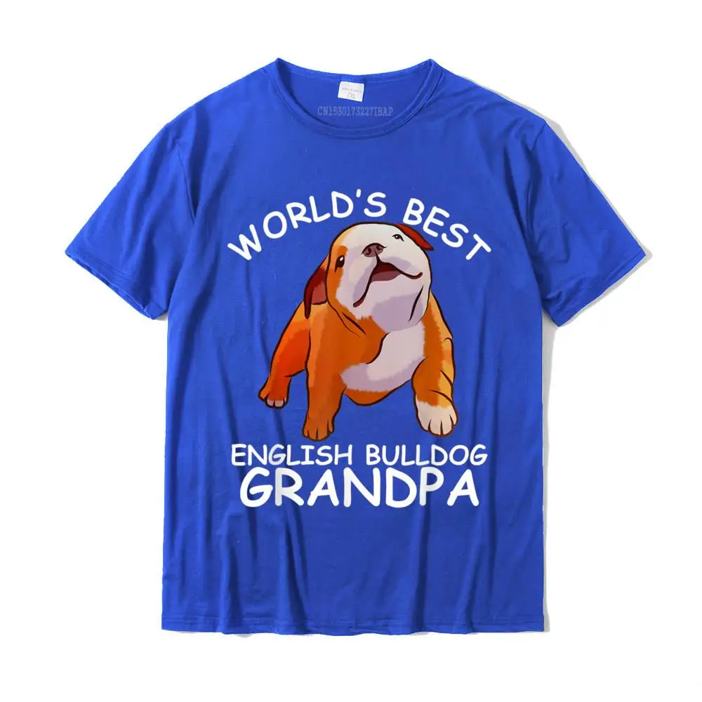 Classic T Shirts for Men Design Fall Tops Shirts Short Sleeve Cheap Custom T-shirts O Neck Pure Cotton Free Shipping World's Best English Bulldog Grandpa Funny Dog Lover Cute T-Shirt__MZ23741 blue