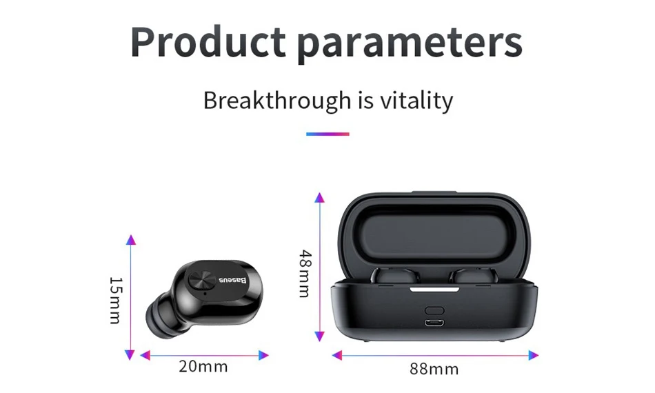 Baseus W01 TWS Bluetooth наушники беспроводные наушники Bluetooth 5,0 стерео Бас Беспроводные наушники с HD микрофоном для телефона