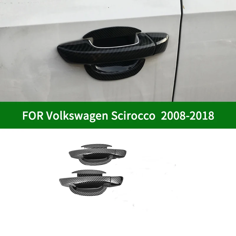 

For Volkswagen Scirocco Third generation 2008-2018 car 2 door handle BOWL CUP cover,carbon fiber pattern cover trim