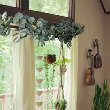 

2PCS 2M Artificial Fake Eucalyptus Garland Leaf Vine Green Leaves Backdrop Decor Festive Party Decor Artificial Dried Flowers