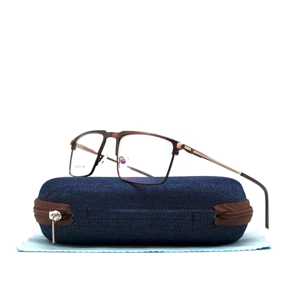 LuckTime, модные, сплав, мужские очки, оправа, Ретро стиль, металл, близорукость, очки, счастливое время, оптическая оправа, мужские очки по рецепту#1639 - Цвет оправы: Brown