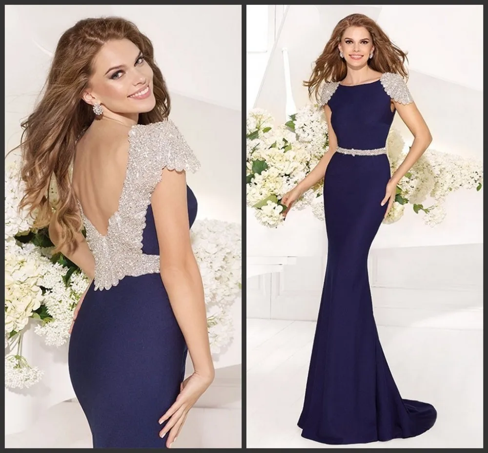 same as picture Vestido de festa Новое сексуальное длинное вечернее элегантное выпускное платье с коротким рукавом, расшитое бисером платья для матери невесты - Цвет: same as picture
