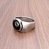 Punk 316L Stainless Steel Black 8 Sliver Color Men's Pool Eight Ball Ring Jewelry 4