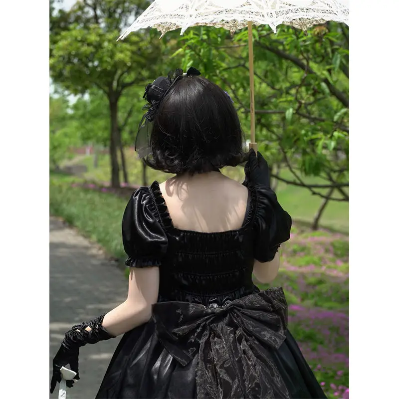 Sweet Vintage Palace Lolita Dress Princess Girl French Elegant Princess Bowknot Dress Victorian Gothic Girl