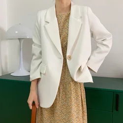 2021 novas mulheres primavera casaco turn down collar branco blazer feminino vintage senhoras casaco topos para roupas femininas