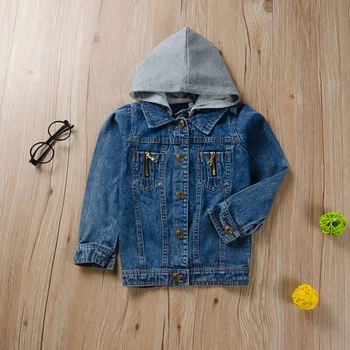 

Autumn Baby Girl Hooded Design Denim Jacket Coat Outdoor Long Sleeve Outerwear New