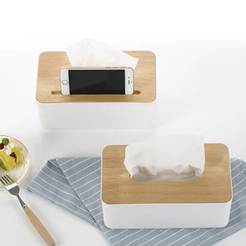 

Home Kitchen Tissue Box Cover Plastic Napkin Holder for handkerchief wood lid Decoration Desktop Organizer Container\BJStore