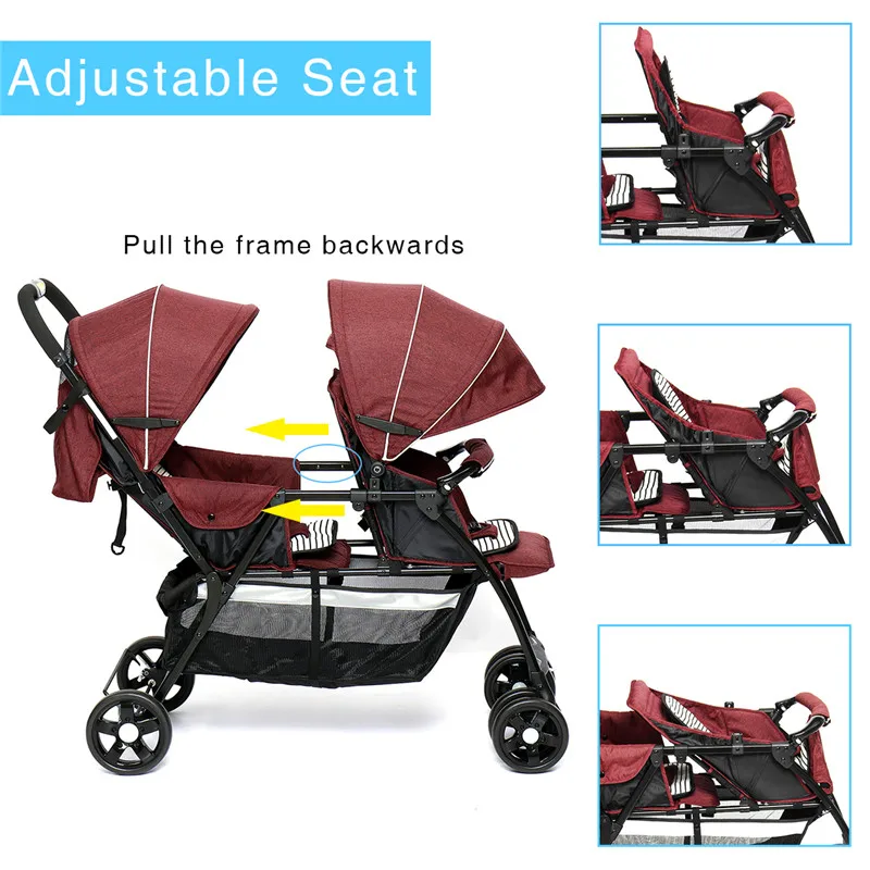 Детская коляска на колесиках с двумя сиденьями, на переднем и заднем сидении, на плоской подошве, двойная коляска, переносная Складная коляска, 2 в 1, тележка для новорожденных