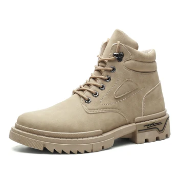 

2020 new male boots high-top retro tooling boots fashion casual boots British style personality thick-soled men's shoes