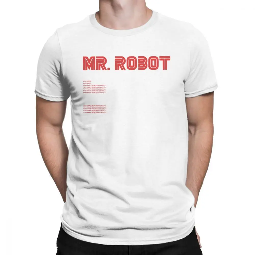 White One yona Cool Mr Robot футболка программист футболки разработчик футболки с кодом для мужчин вырез лодочкой хлопок короткий рукав - Цвет: White