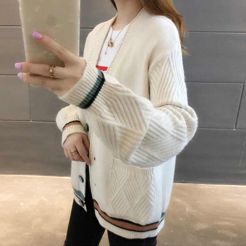 FairyShely Short sweater cardigan women Long sleeve streetwear ladies outwear jumper coat Casual female Girl winter sweater coat