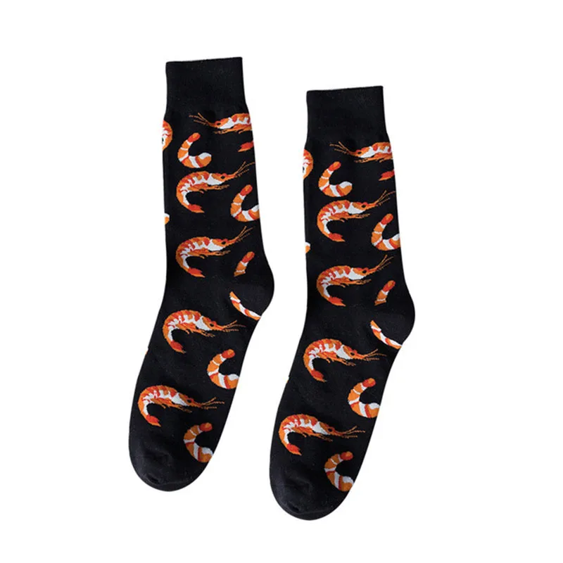 Модные носки в стиле хип-хоп с изображением акулы и омаров, женские длинные носки, носки в стиле хип-хоп, уличные спортивные носки для