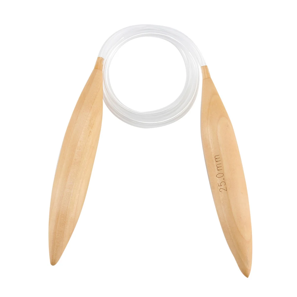25/20/25mm Bamboo Knitted Crochet Hook Thick Sweater Knitting Needles Stitch Carpet Ring Needle Tool SNO88