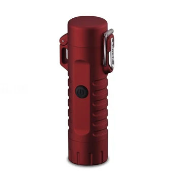 

Multifunctional Usb Waterproof Double Arc Charging Lighter With Flashlight Led Lamp Red
