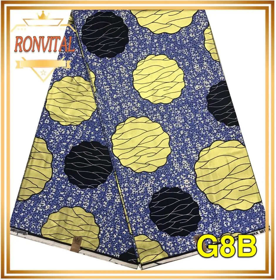 Ткань с золотым восковым принтом RONVITAL, африканская ткань с принтом, женское платье, сделай сам, восковая ткань в нигерийском стиле, хлопок, 6 ярдов/