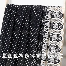 Ткань в черный горошек с принтом шелк хлопок вышитые тутового шелка материалы летнее платье DIY Одежда ткани