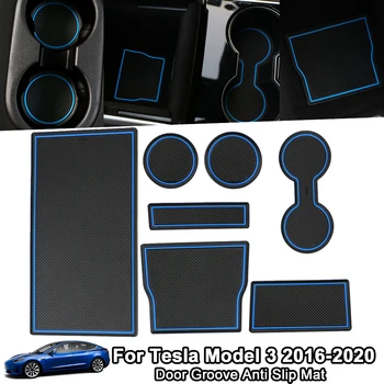 

7Pcs/Set For Tesla Model 3 Model3 Auto Accessories Car Console Wrap Mat Non-Slip Gate Slot Center Protective Cup Holder Pads