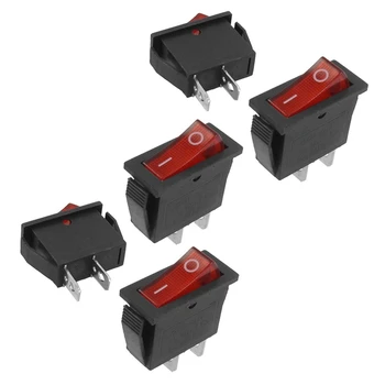 

New 5 Pcs 2 Pin SPST Red Neon Light On/Off Rocker Switch AC 16A/250V 20A/125V