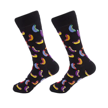 

Cotton Blend Casual Keep Warm Autumn Winter Soft Elastic Food Pattern Birthday Gift Daily Mid Calf Fashion Adults Men Socks