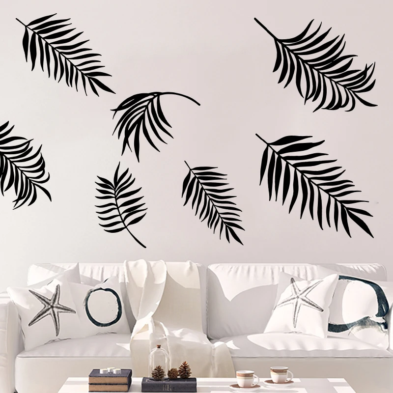 Large Palm Leaves Nature Tree Wall Sticker Sofa Bedroom Forest Palm Tree Leaf Nature Wall Decal Kids Room Vinyl Decor (3)