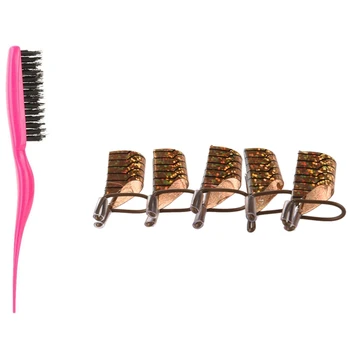 

10 Pcs UV Gel Nail Stencils Fingernails Nail Art Nouveau & 1 Pcs Plastic Slim Hair Brush Tease Hair Comb