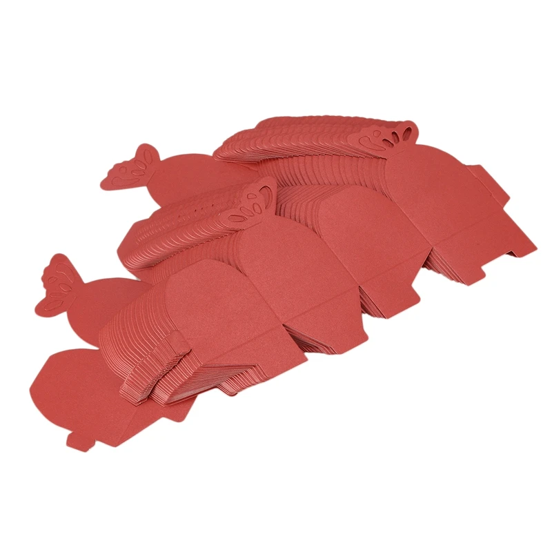 50 Pcs Butterfly Favor Gift Candy Boxes Cake Style for Wedding Party Red