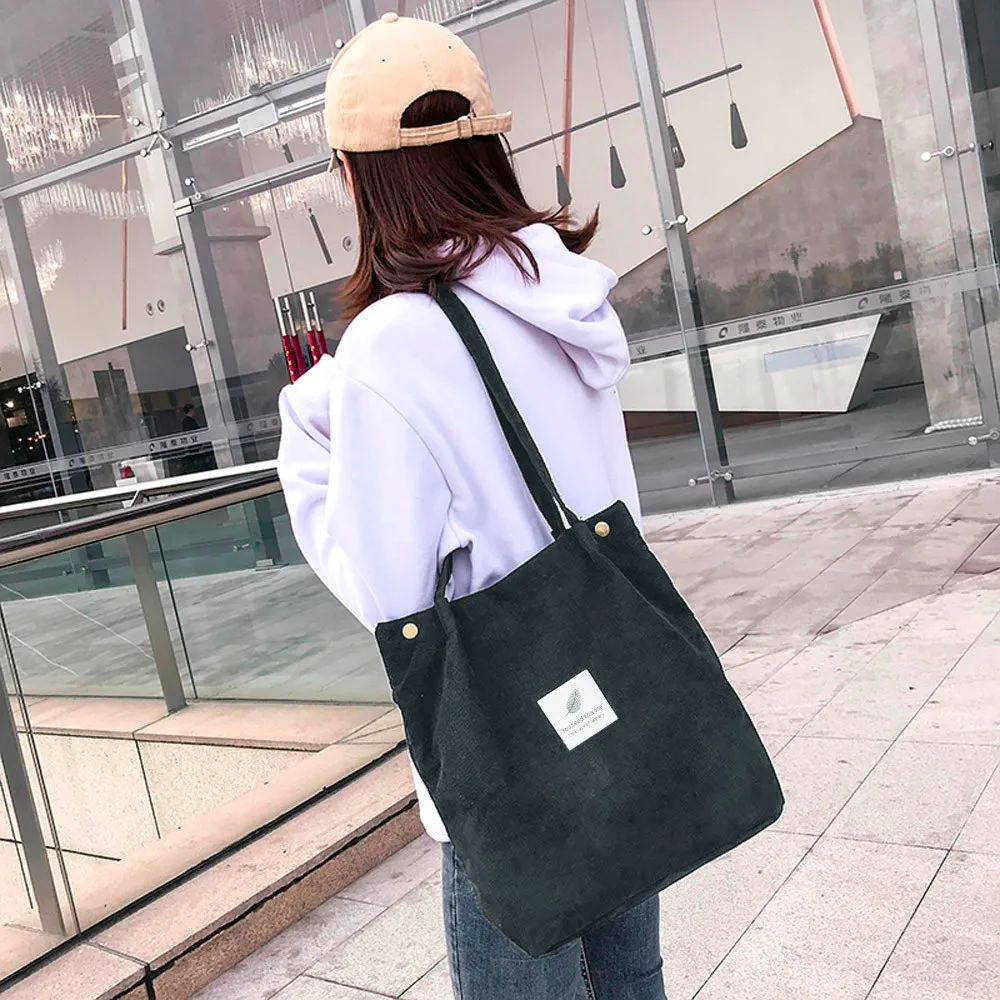 

Fashion Women Shoulder Bags Soft Corduroy Pure Color Satchel Casual Tote Hand Bag super quality Shoulder Bag