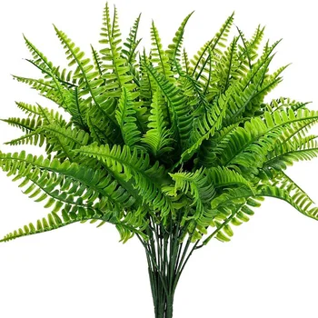 

8PCS Artificial Boston Fern Plants Bushes Artificial Shrubs Greenery for House Plastic Garden Office Garden Decor