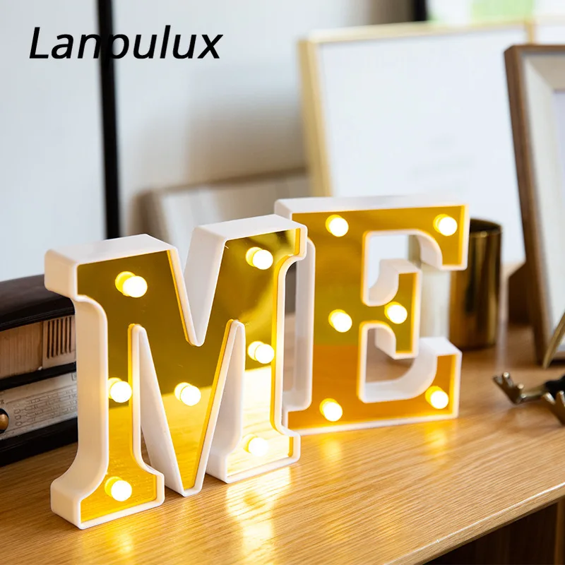 Lanpulux лампа с золотыми буквами, знак шатра, алфавит, светодиодный светильник, дерево, АБС-пластик, Клубные, для помещений, вечерние, свадебные, романтические, домашний декор, ночные светильники