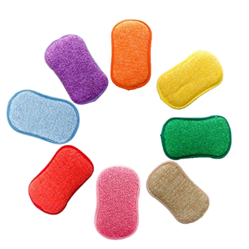 HOT Microfiber Double-Sided Dish Scrub Sponge,10 Pack Washing Up Cleaner Heavy Duty Scouring Pads Household Cleaning Wash Cloth