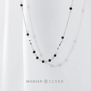 

Modian Hot Black Crystal Little Ball Irregular Sterling Silver 925 Pendant Necklace for Women Adjustable Necklace Fine Jewelry