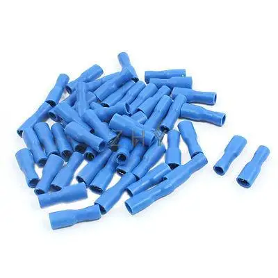 

50pcs Blue Rewirable Spade Connector Insulated Crimp Terminal 16-14AWG Wire