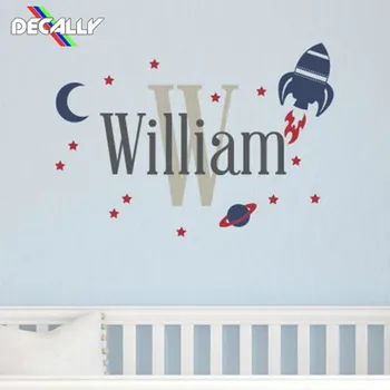 

Boys Name Decal with Rocket Set Wall Art Vinyl Decals Home Decoration Space Wall Decals Planet Wall Decals FOX-HO153