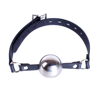 Bdsm Slave Role Play Head Bondage Leather Harness Strap with 42mm Stainless Steel Ball Gag Sex Toys for Fetish Open Mouth Flirt 4