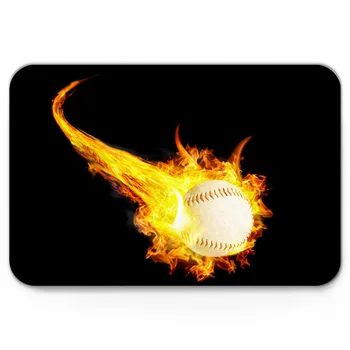 

Fire Baseball Cool Sports Mat Anti-Slip Doormat Home Decor Doormat for Entrance Door Anti-slip Floor