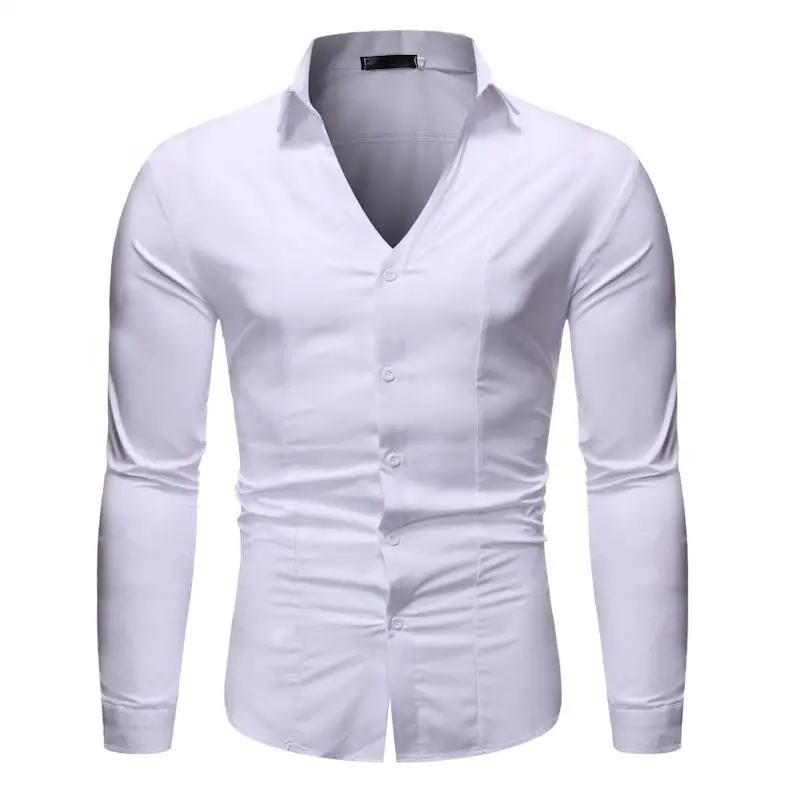 

Business Casual Shirt for Men Lapel collar Men's Shirt Long sleeve Blouse Men Fashion design Red black white New