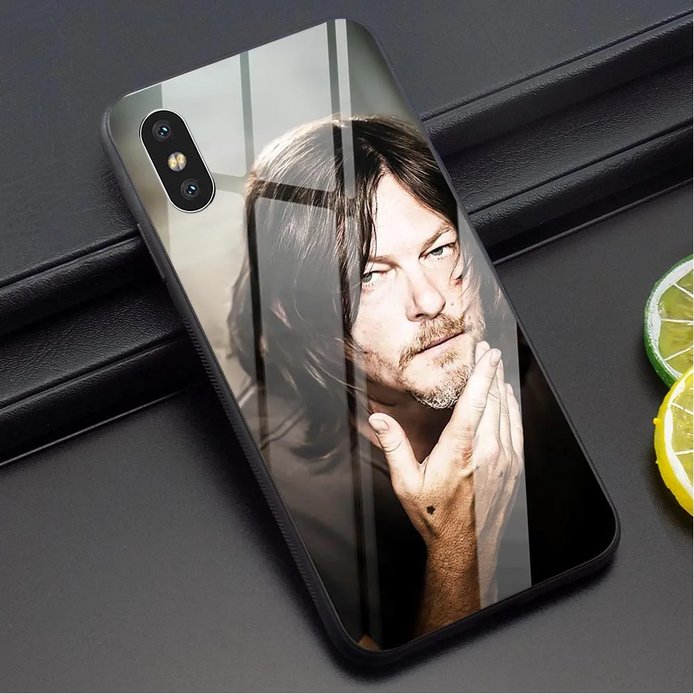 cheap Norman Mark Reedus Tempered Glass Phone Case for iPhone XR Phone Case for 5S SE 6 6S 7 8 Plus X Xs XR 11 Pro Max 5 Cases Skin