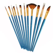 12 шт./компл. художественные краски ing кисти ручки комплект краски er студентов акварель, масло, Живопись Рисунок деревянные Кисти
