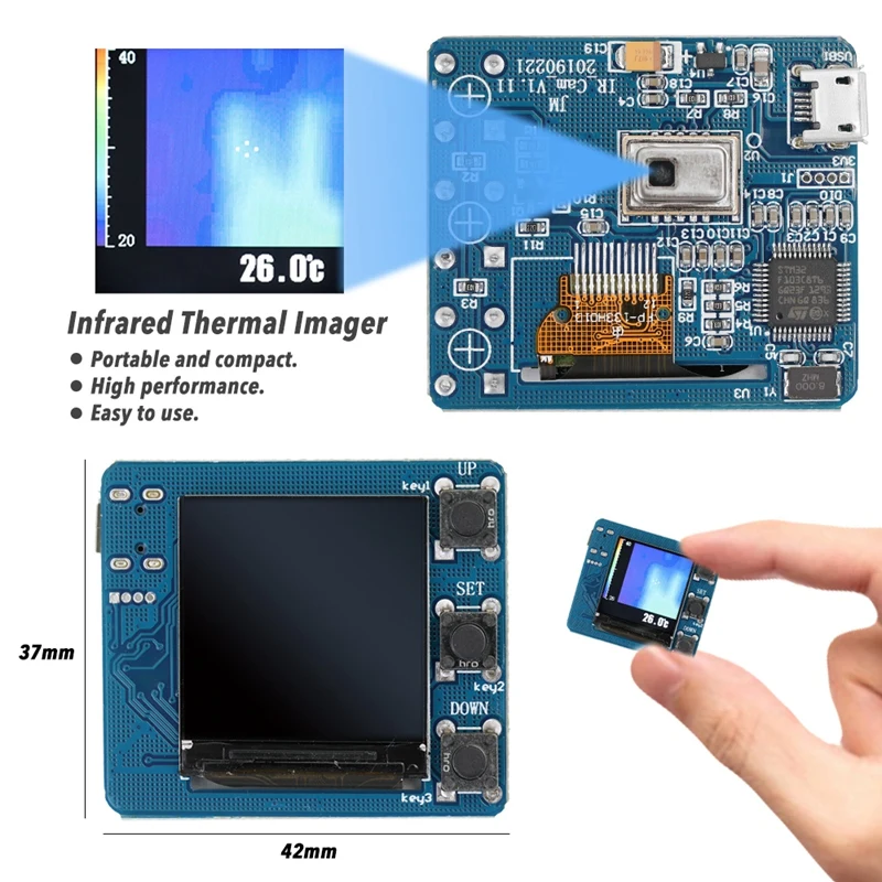 

ABHU-Thermal Camera AMG8833 IR 8x8 Infrared Thermal Imager Array Temperature Sensor 7M Farthest Detection Distance