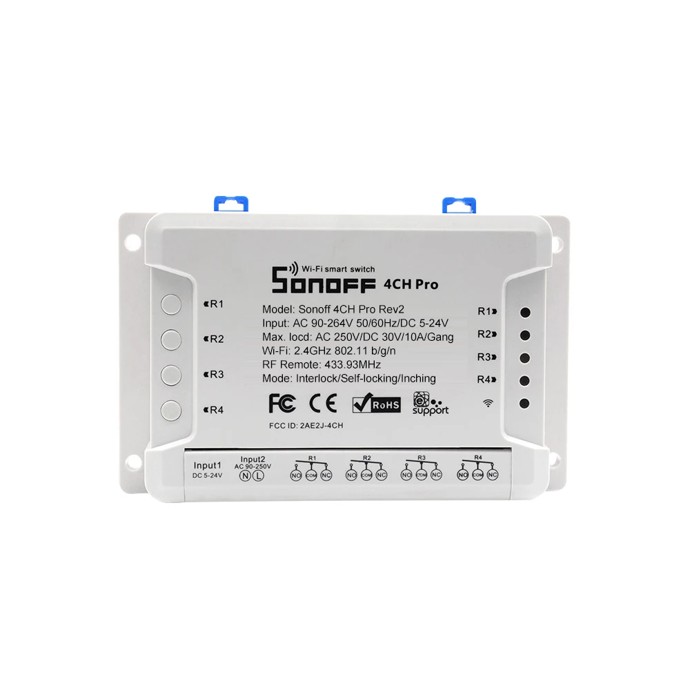SONOFF 4CH R2 RF 433 МГц 4 банды WiFI WLAN Schalter WiFi смарт-коммутатор работает с Amazon Alexa и для Google Home/Nest умный дом