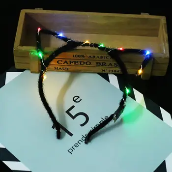 

LED Hair Hoops Cat Ears Party Light Up Bar Hair Hoops Fashion Multicolor Headband Women Hair Hoops Light Flashing