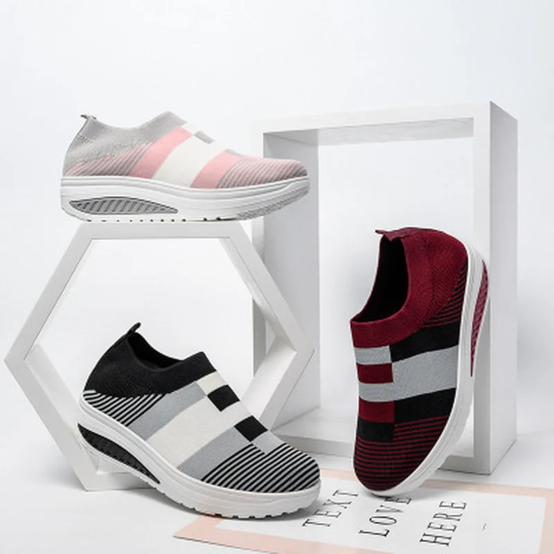 Повседневная Спортивная обувь для мамы Тканая дышащая женская бега на плоской