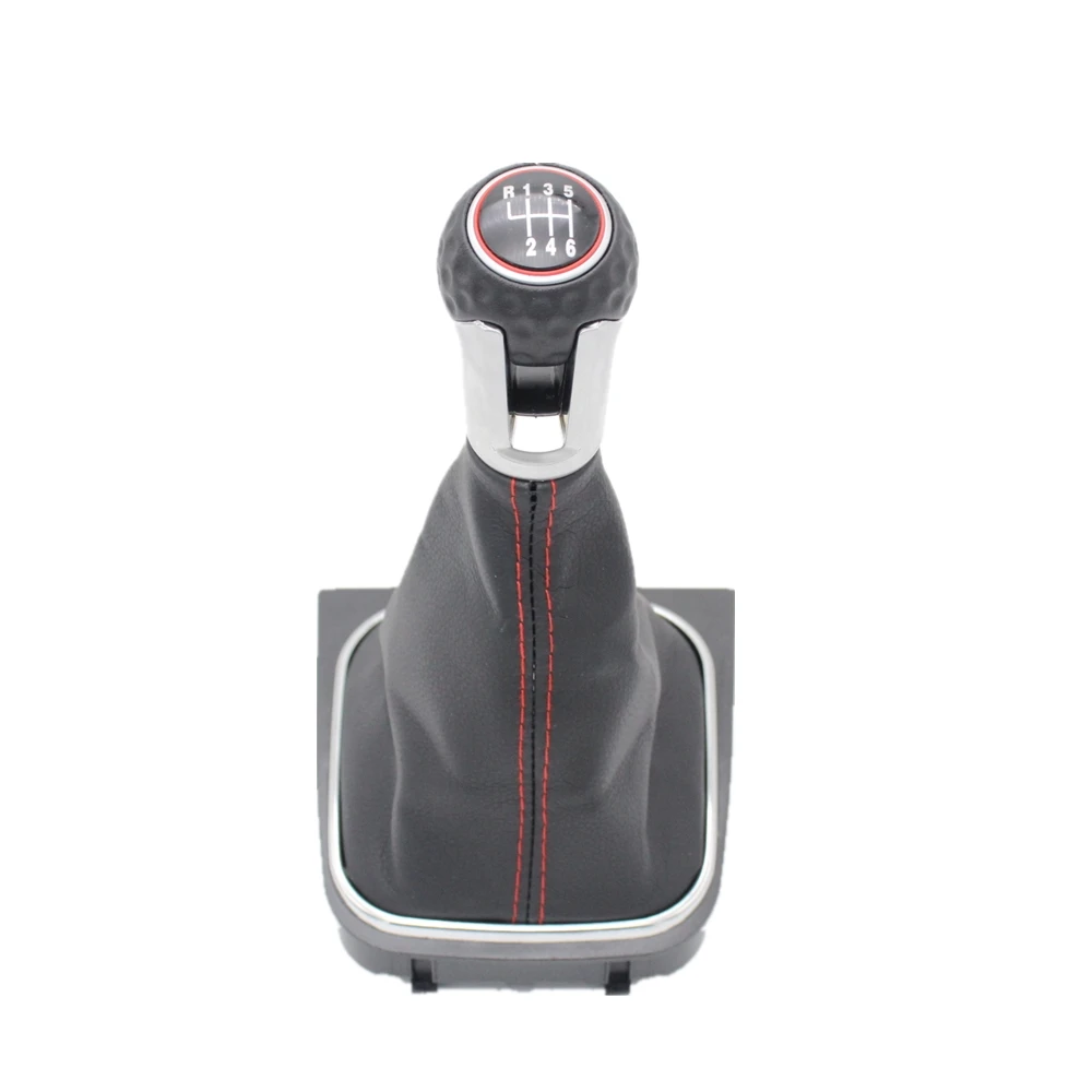Для VW Golf 5 MK5 R32 GTD GTI 2004 2005 2006 2007 2008 2009 автомобиля 5/6 Скорость автомобиля Шестерни переключатель ручки для включения и выключения с кожаные ботинки - Название цвета: Розовый