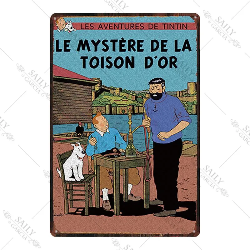 Tintin мультяшная металлическая пластина аниме мультфильм собака животные