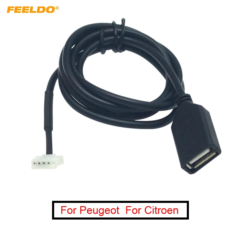 

FEELDO 1Pc Car CD Radio Audio Cable Plug To USB Adapter Conector For Peugeot 307 408 Citroen C4 C5 Data Wire